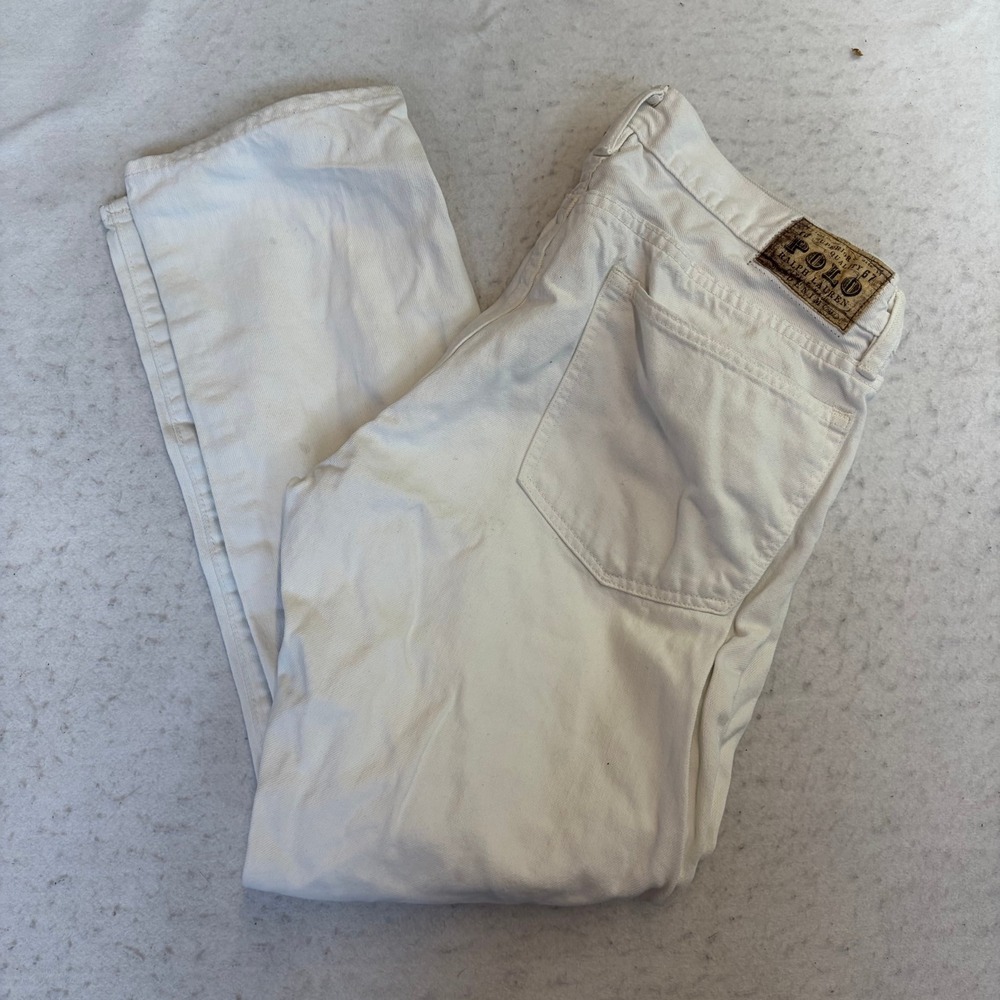 Polo Ralph Lauren Jeans Mens 36x30 White Authentic Denim Straight Leg